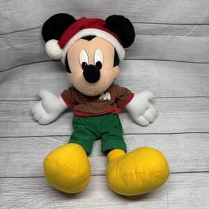 19" Disney Mickey Mouse Plush Holiday Stuffed Animal with Santa Cap